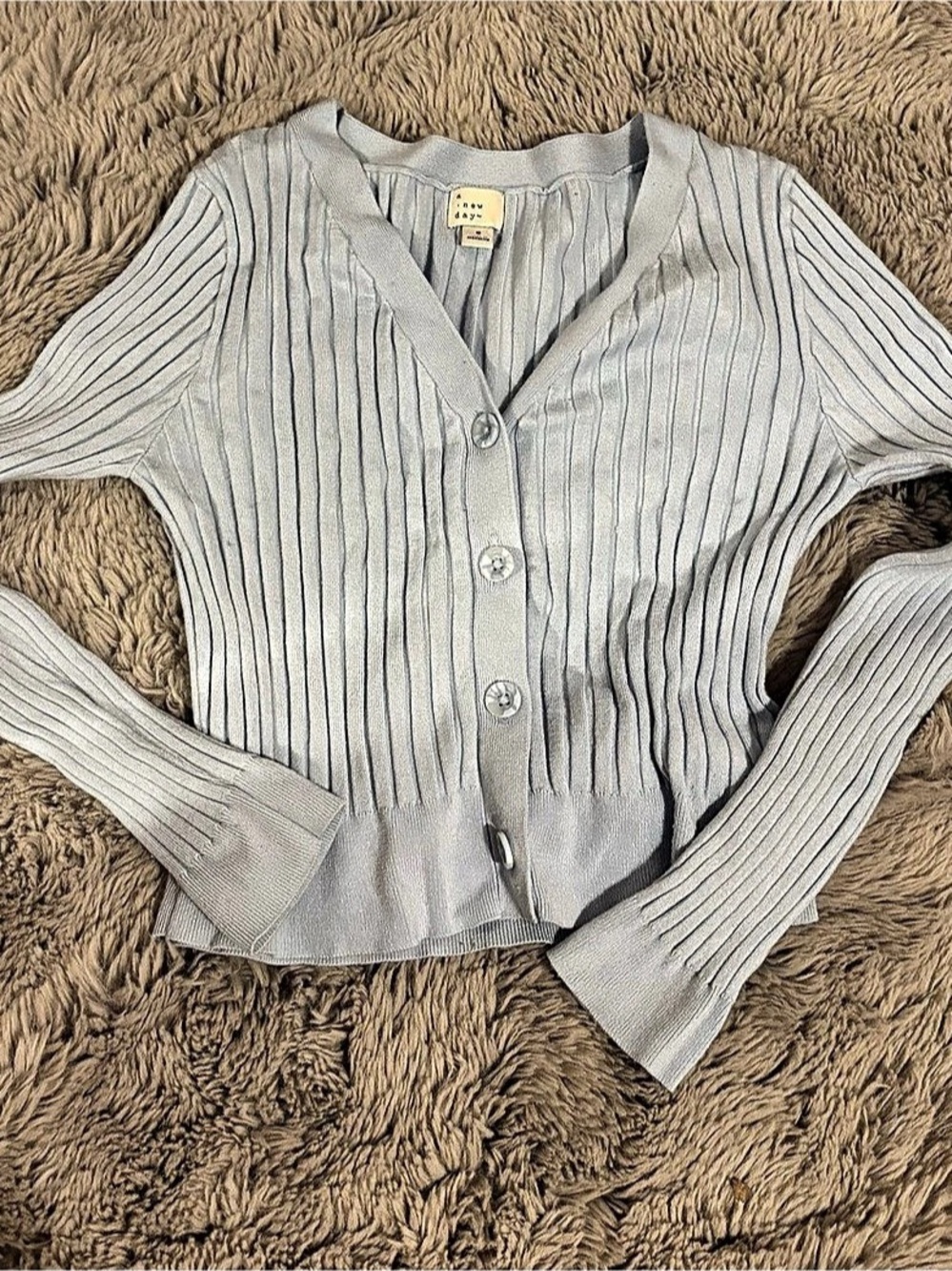 a new day Ribbed Cardigan Gray Size Small